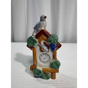 Vintage Ceramic Cuckoo Clock Wall Pocket Bud Vase Made in Japan Figurine S0041